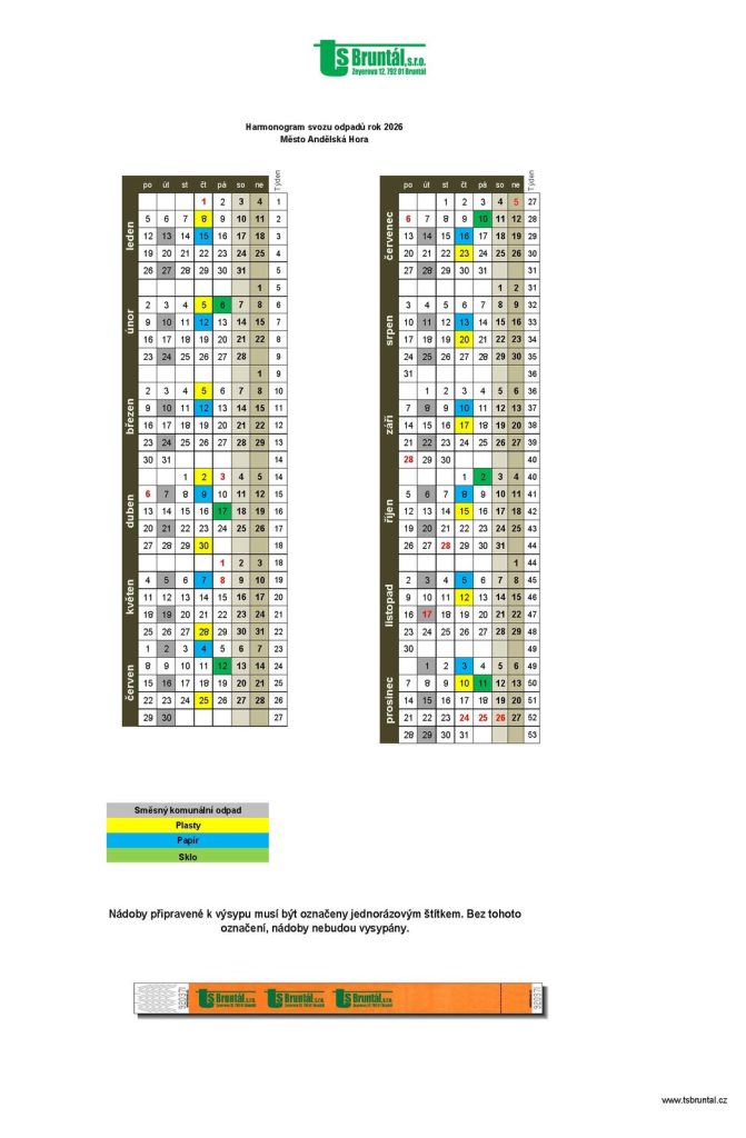andělská hora harmonogram svozu 2026
